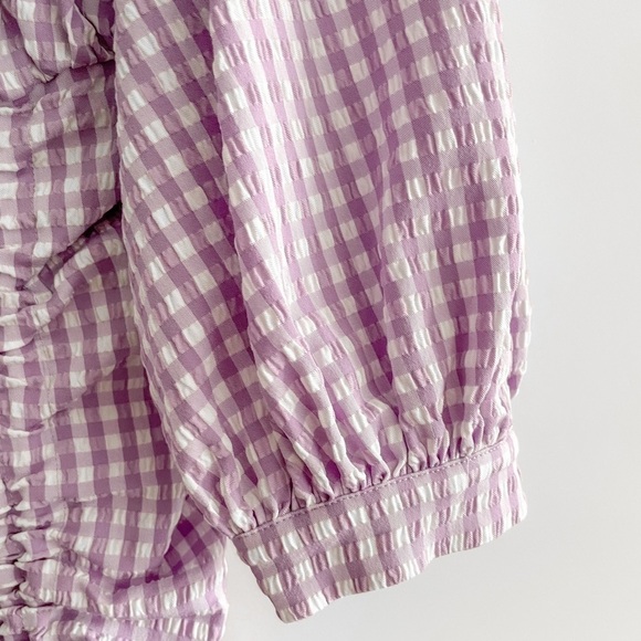 ZARA Blogger Lilac Gingham Ruched Mini Dress - Picture 10 of 16